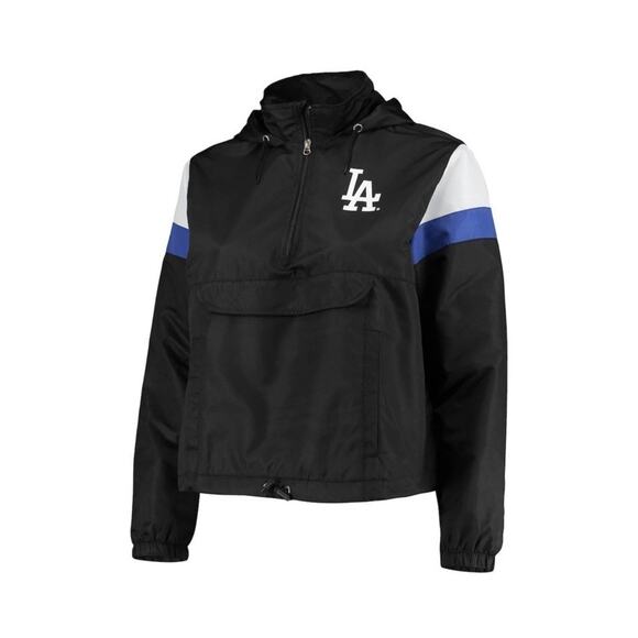 Women's Los Angeles Dodgers Black Plus Size Anorak Quarter-Zip Hoodie Jacket XL - Picture 1 of 13